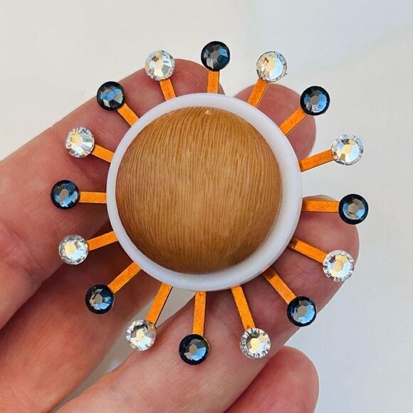 Upcycled Atomic Starburst Refrigerator Magnet Buttons Rhinestones - Picture 1 of 4